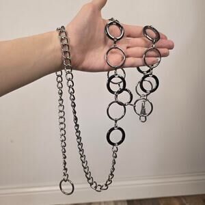 Y2K O-Ring Chain Belt Silver Black Mall Goth Emo McBling 2000s
